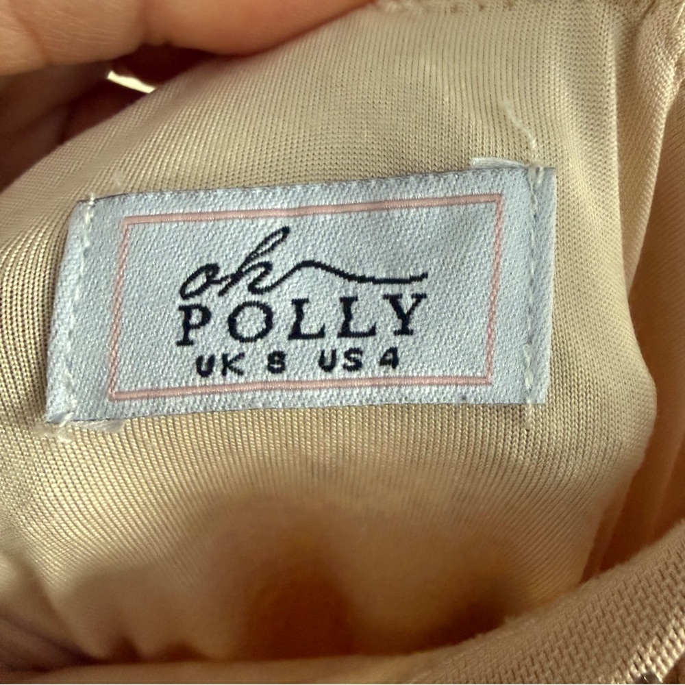 OH POLLY In the Spotlight" Ruched Mesh Embellished Mini Dress in Gold - Picture 3 of 5